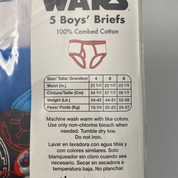 Star Wars Boy Underwear Briefs Size 4 New With Tags - Picture 4 of 6